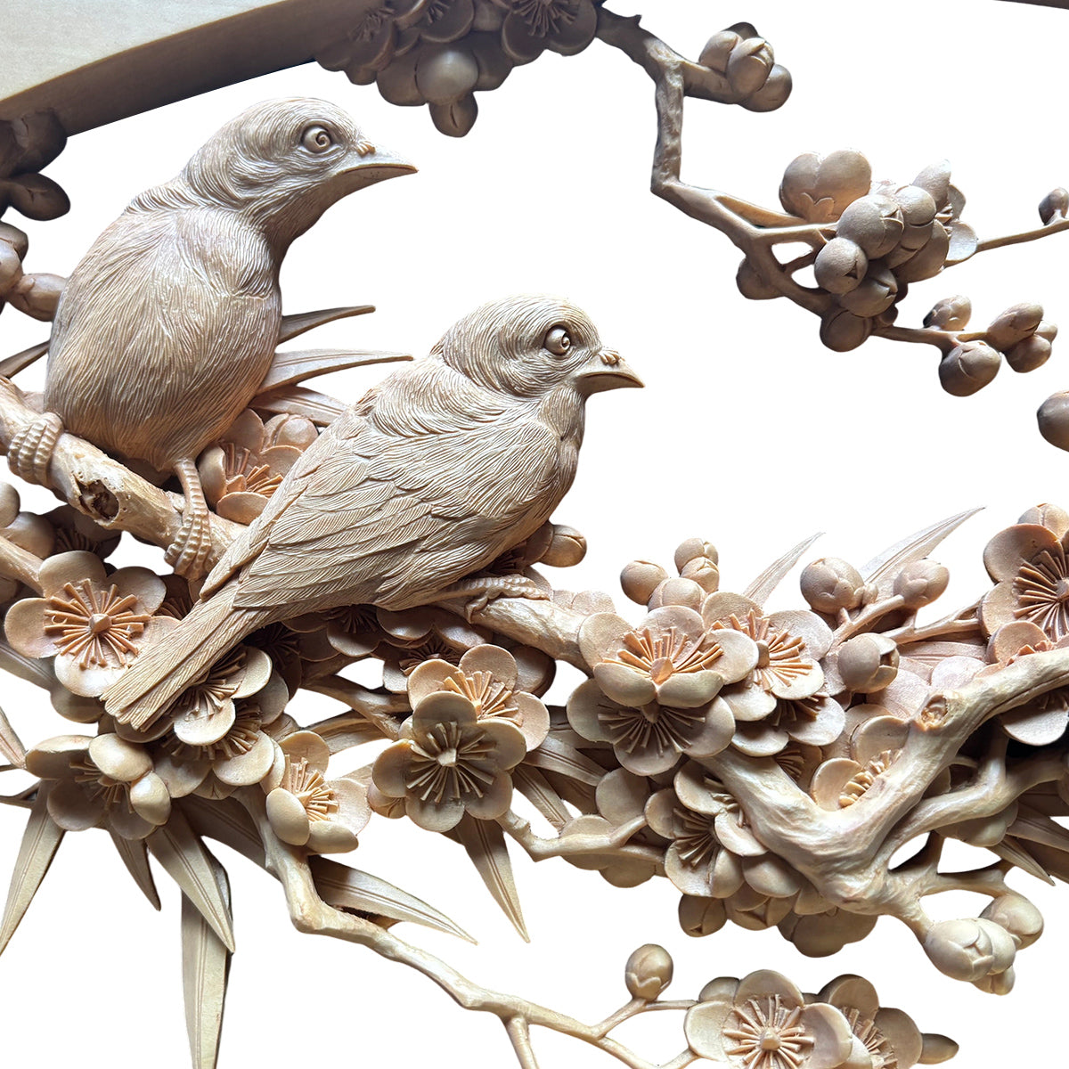 Branch of Love: Hand-Carved Birds Sharing a View