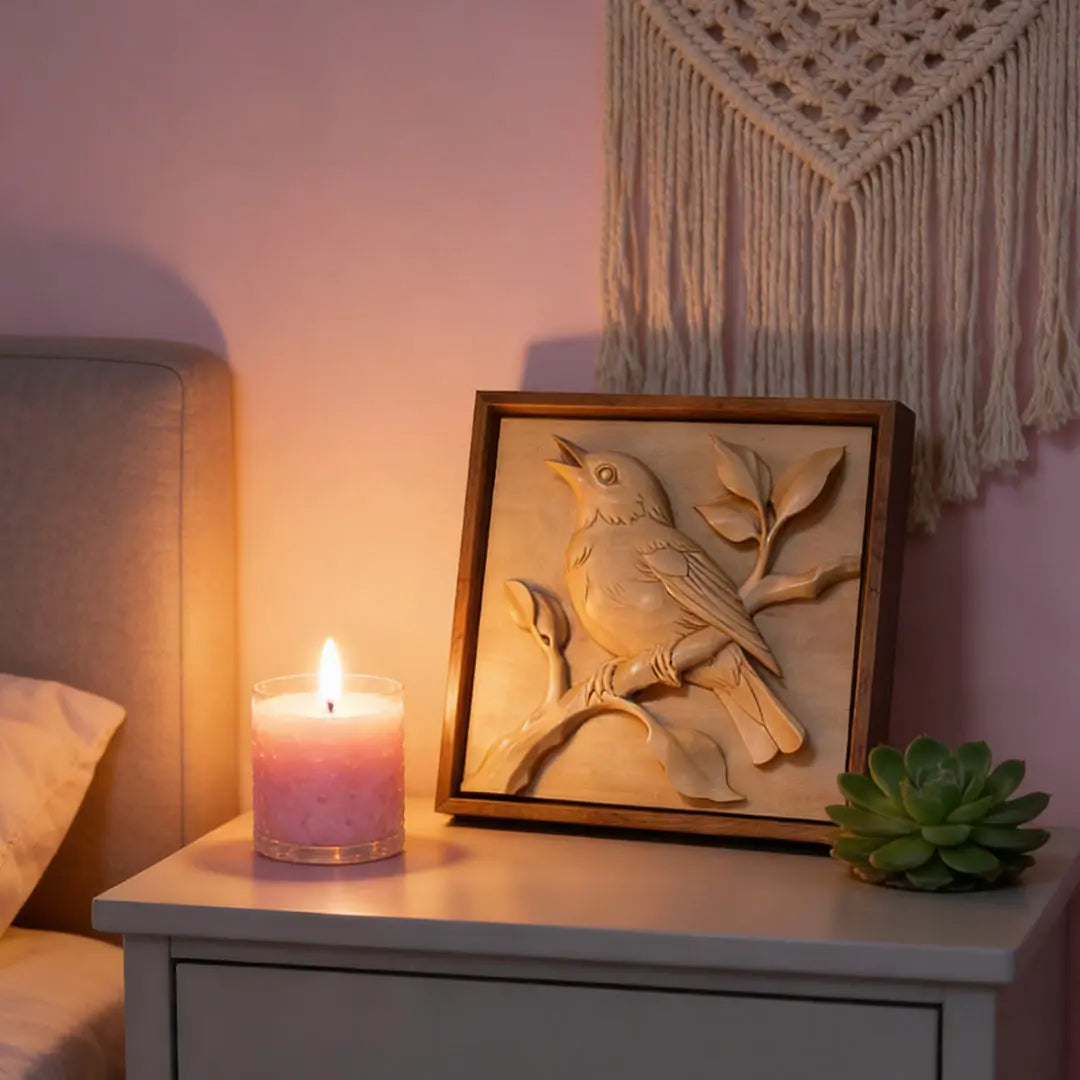 Hand-Carved Robin Art Panel