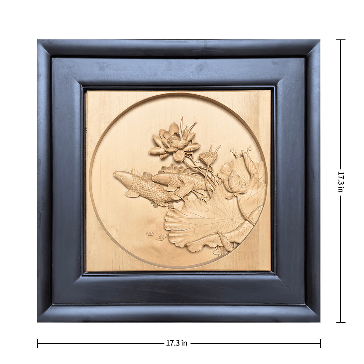 Hand-Carved Pictures of Fish and Lotus Flowers