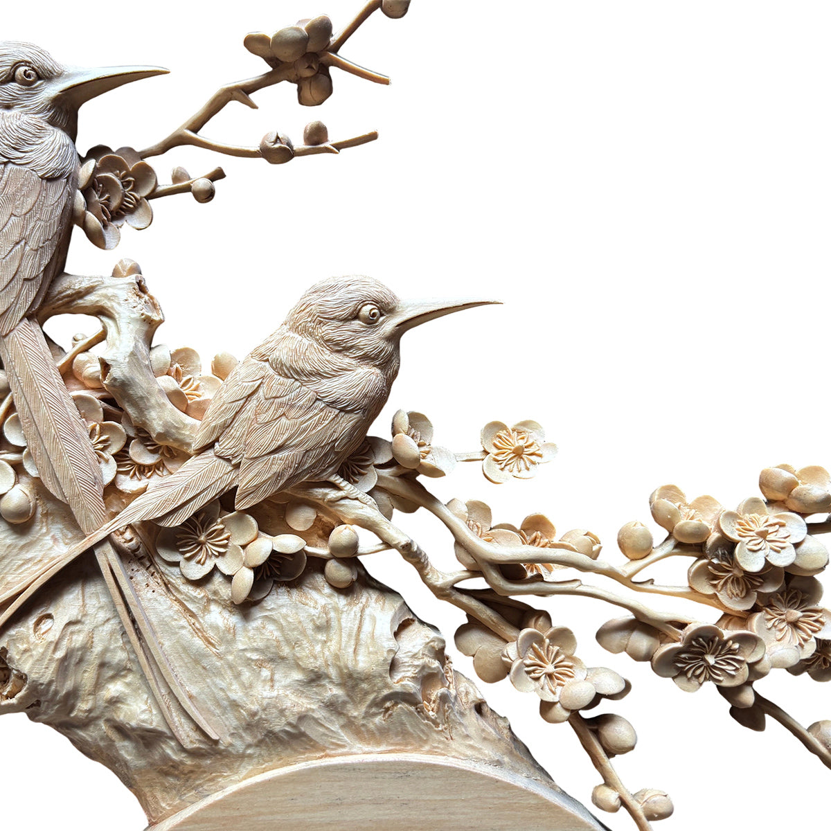 Two Hearts, One Horizon: Lovebirds Carved in Wood