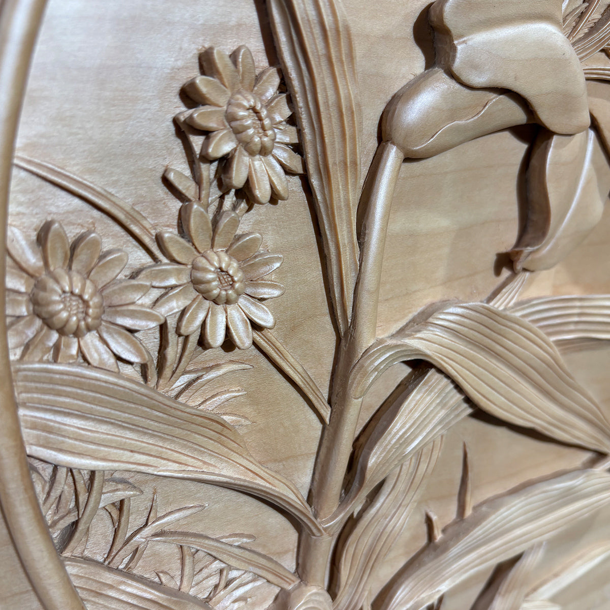 Hand-Carved Wooden Lily Flower