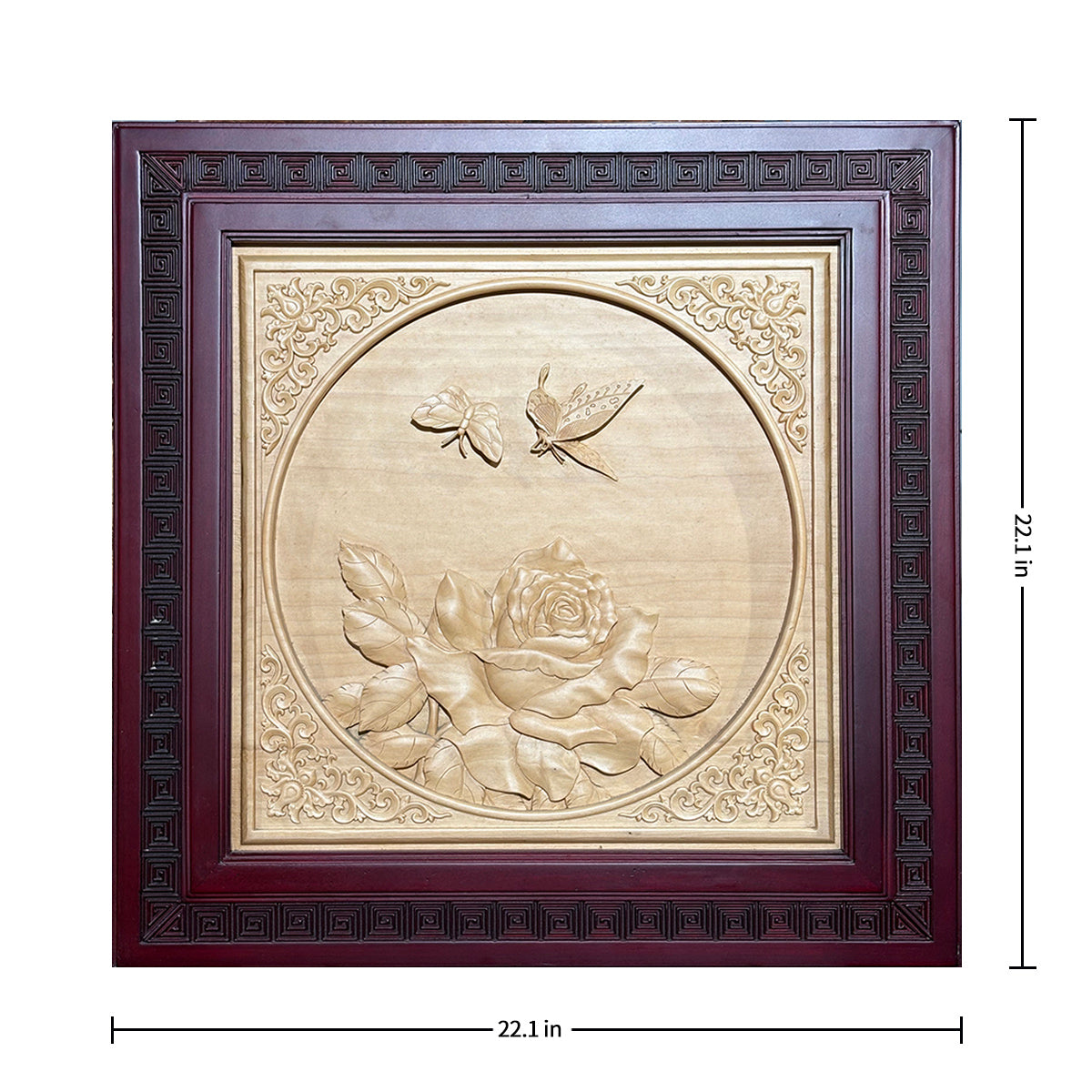 Carved Wooden Rose and Butterfly Wall Art