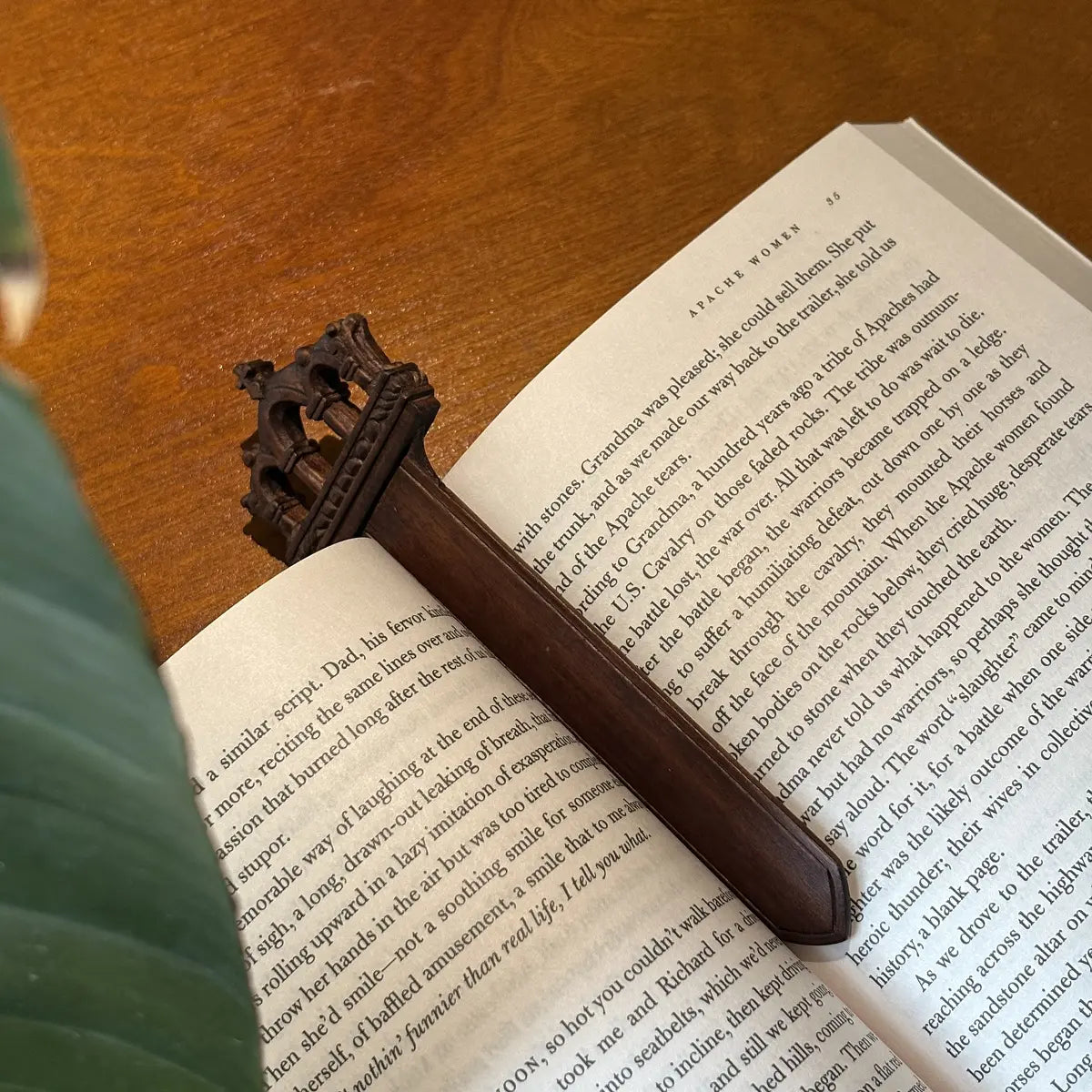 Hand-Carved Wooden Crown Bookmark