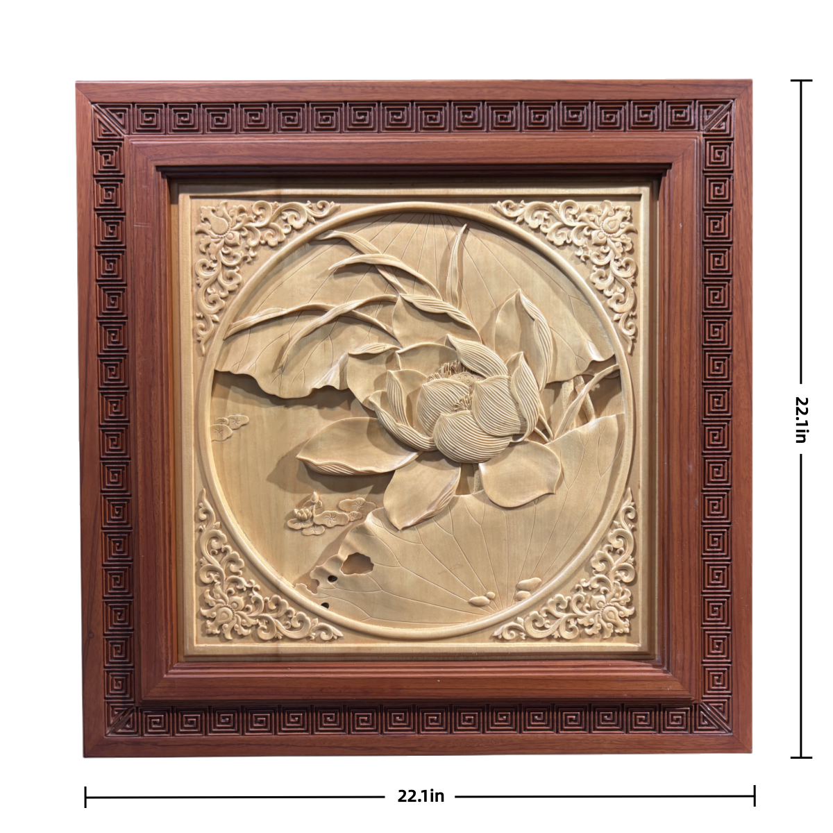 Hand-Carved Lotus Wooden Wall Art