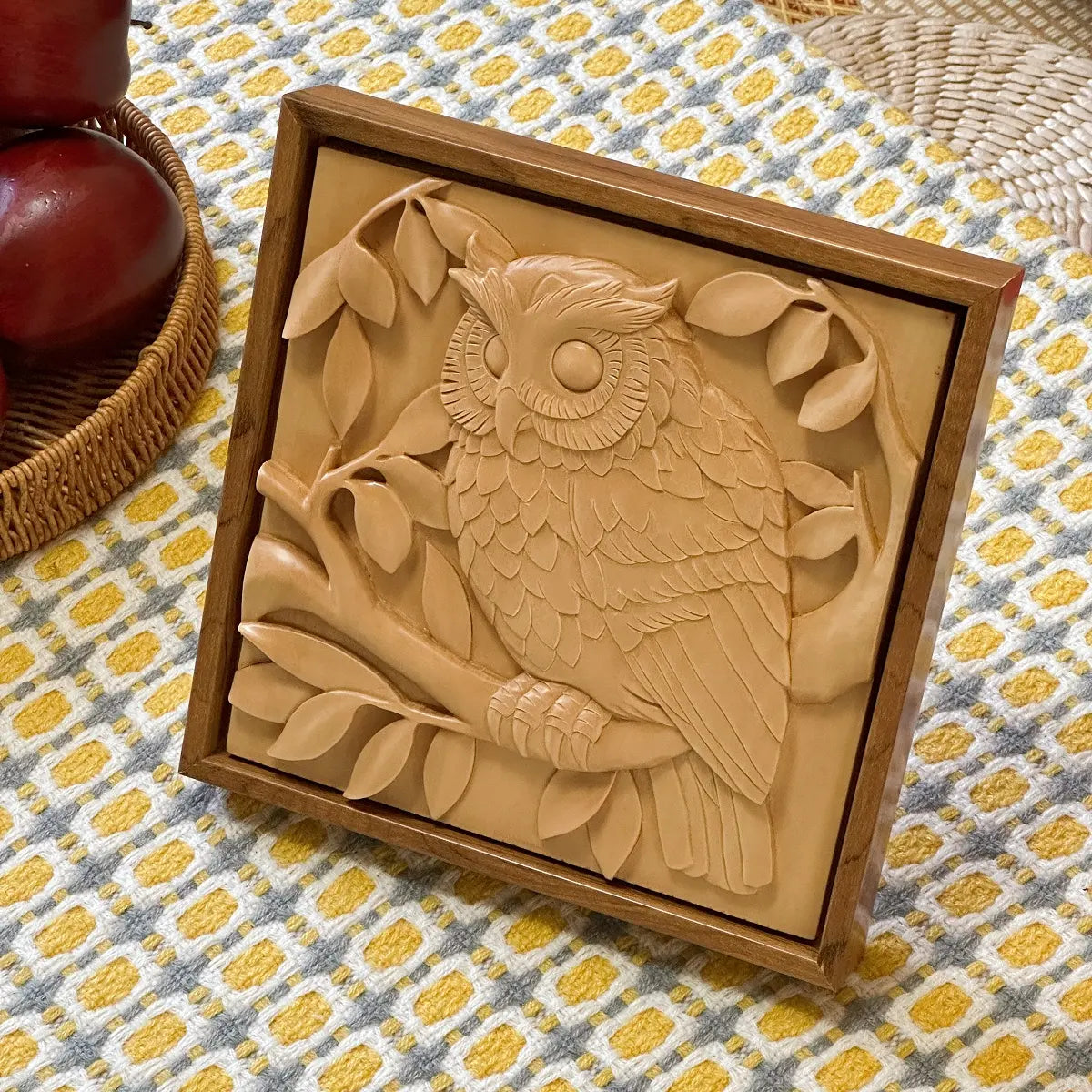 Hand-Carved Owl Art Panel