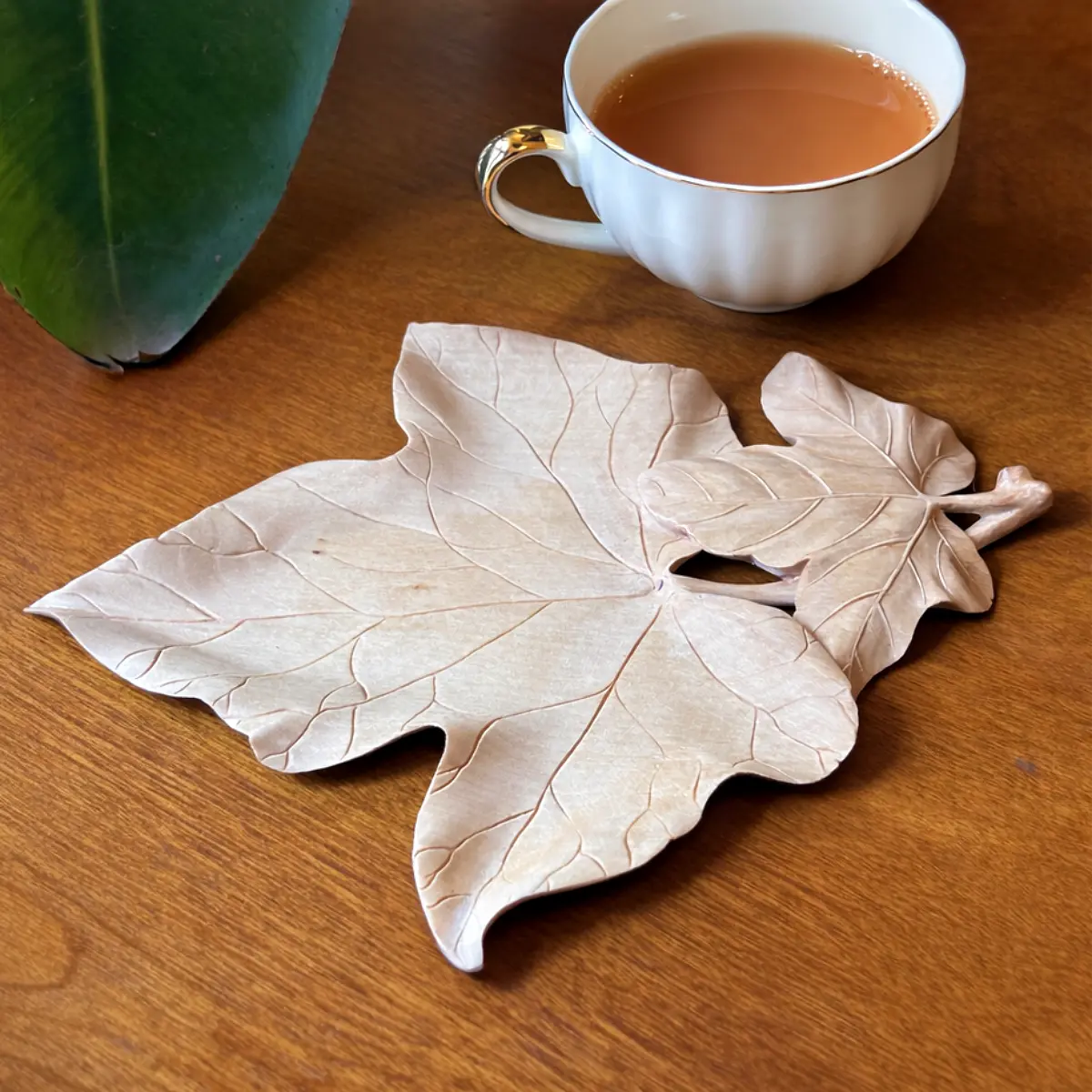 Hand-Carved Ivy Leaf Coaster