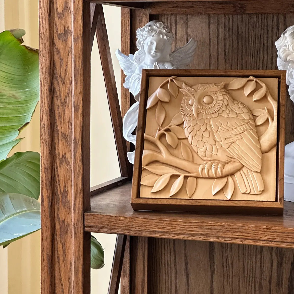 Hand-Carved Owl Art Panel