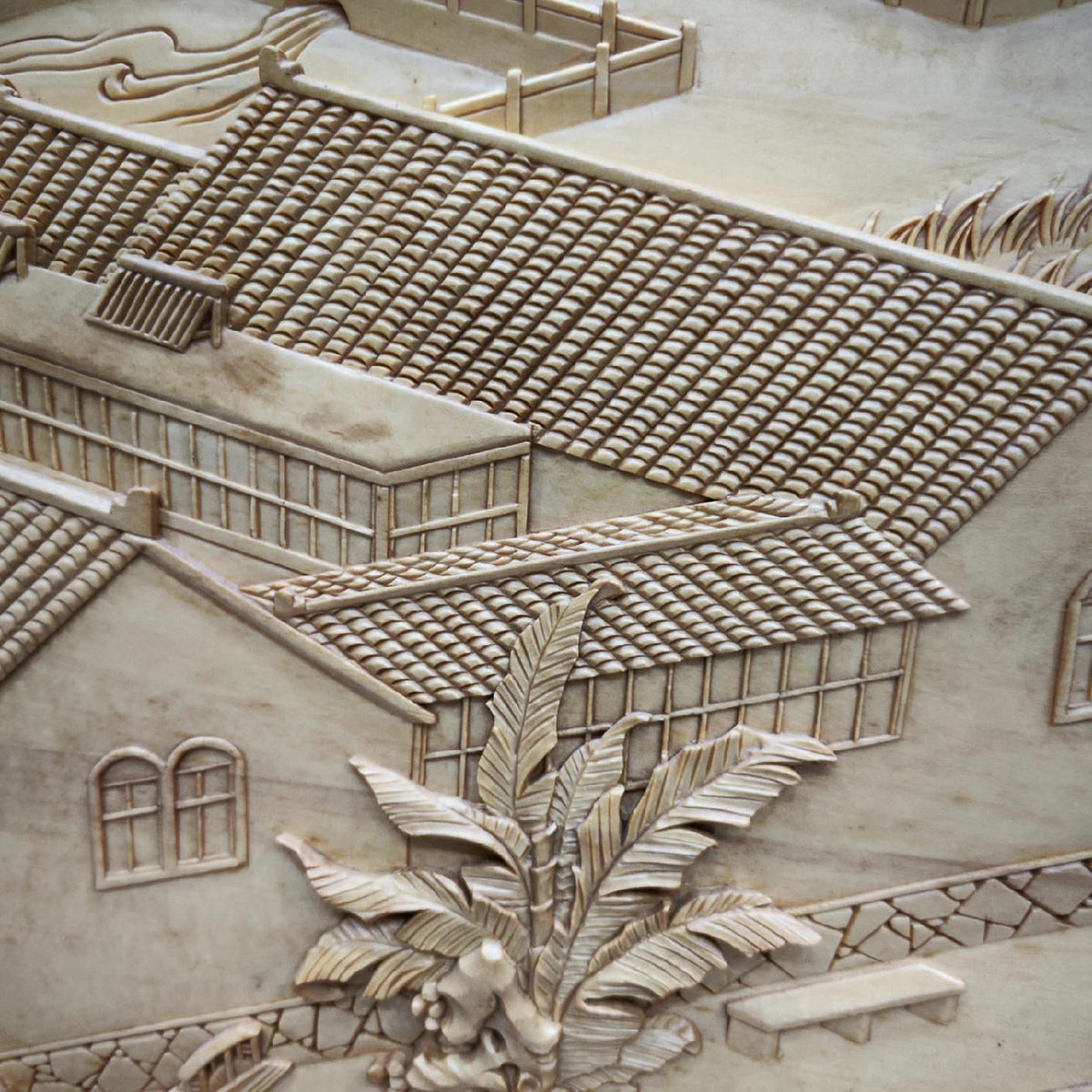 A Hand-Carved Artwork Depicting a Water Town in the Jiangnan Region of China
