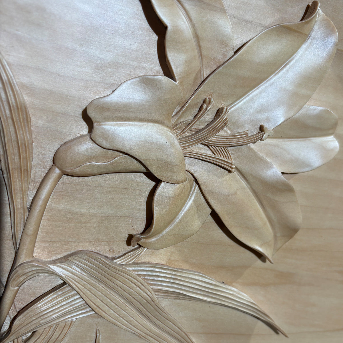 Hand-Carved Wooden Lily Flower