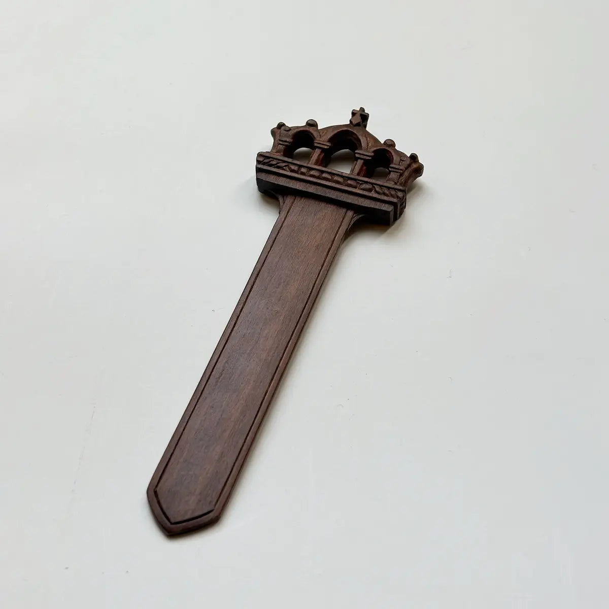 Hand-Carved Wooden Crown Bookmark