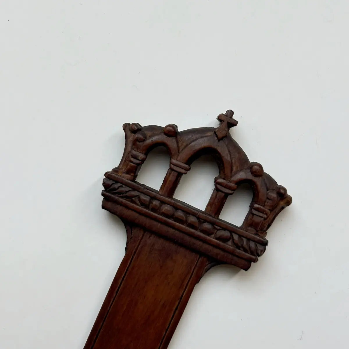 Hand-Carved Wooden Crown Bookmark