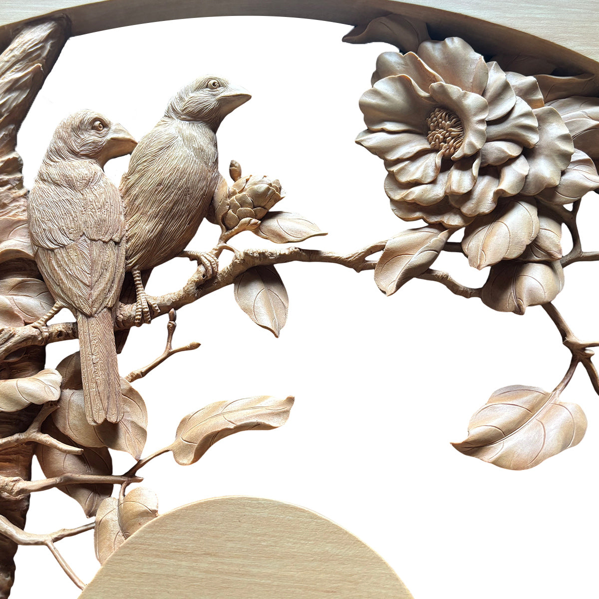 Lovebirds in Wood: A Hand-Carved Relief