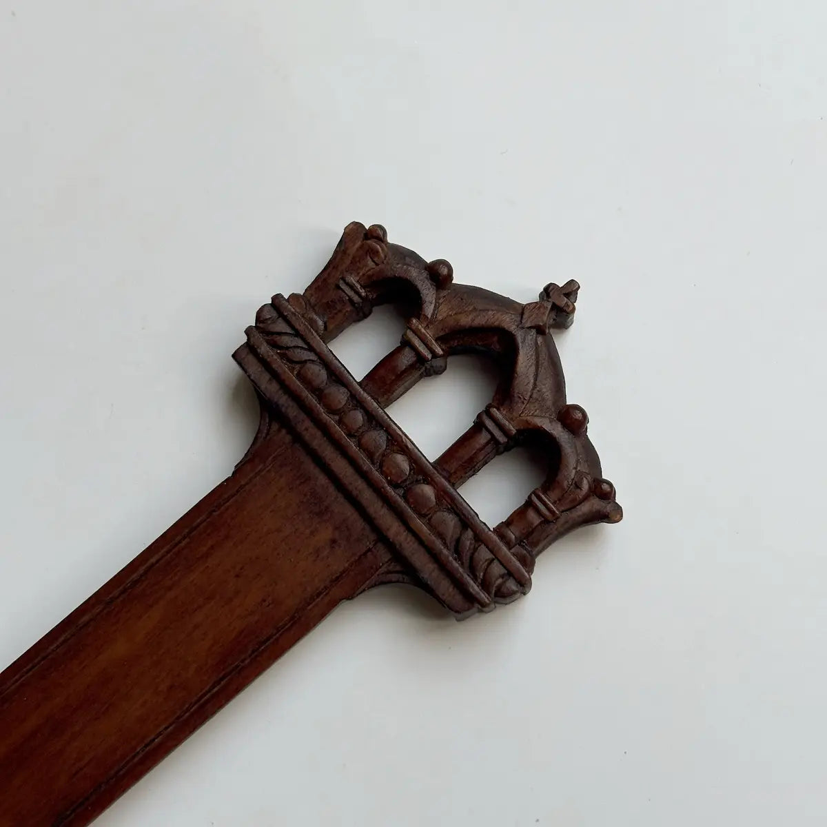 Hand-Carved Wooden Crown Bookmark