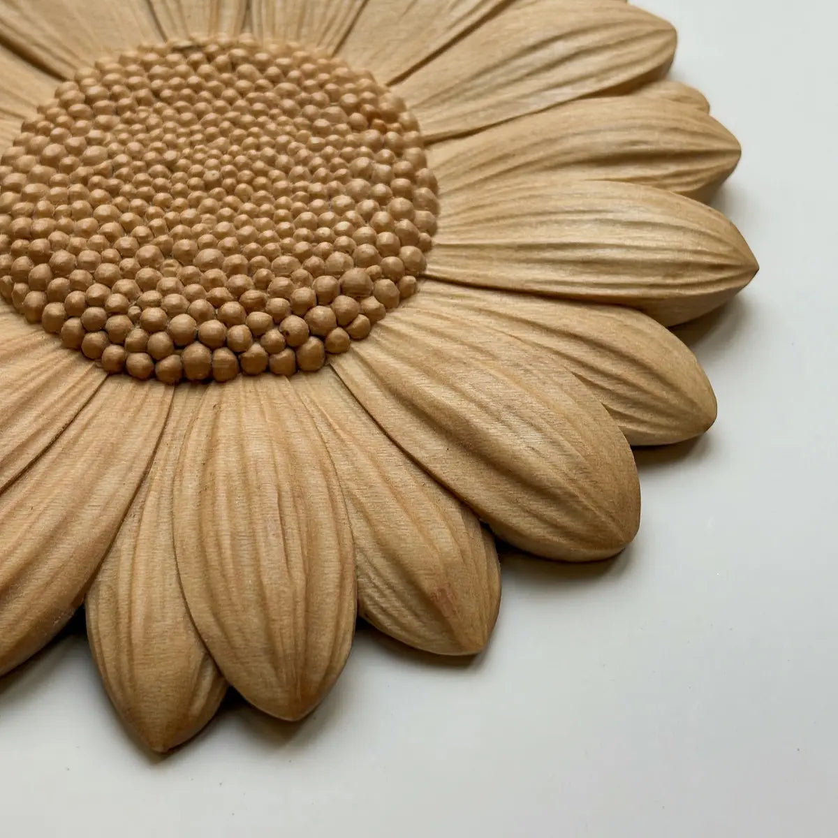 Hand-Carved Wooden Daisy Coaster