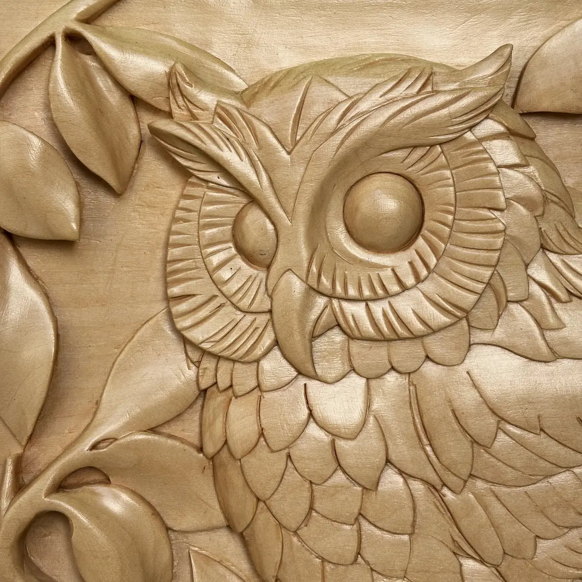 Hand-Carved Owl Art Panel