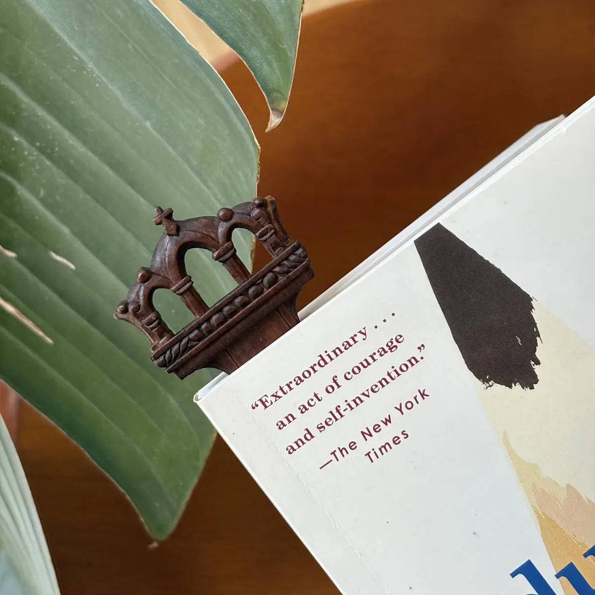 Hand-Carved Wooden Crown Bookmark