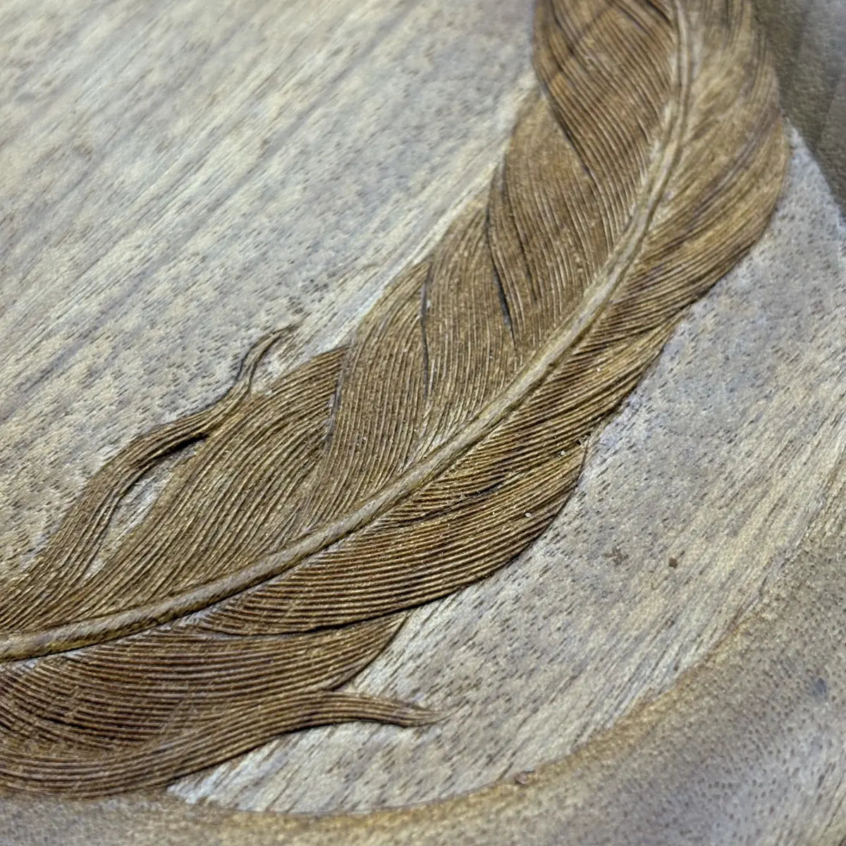 Hand-Carved Wooden Feather Coaster