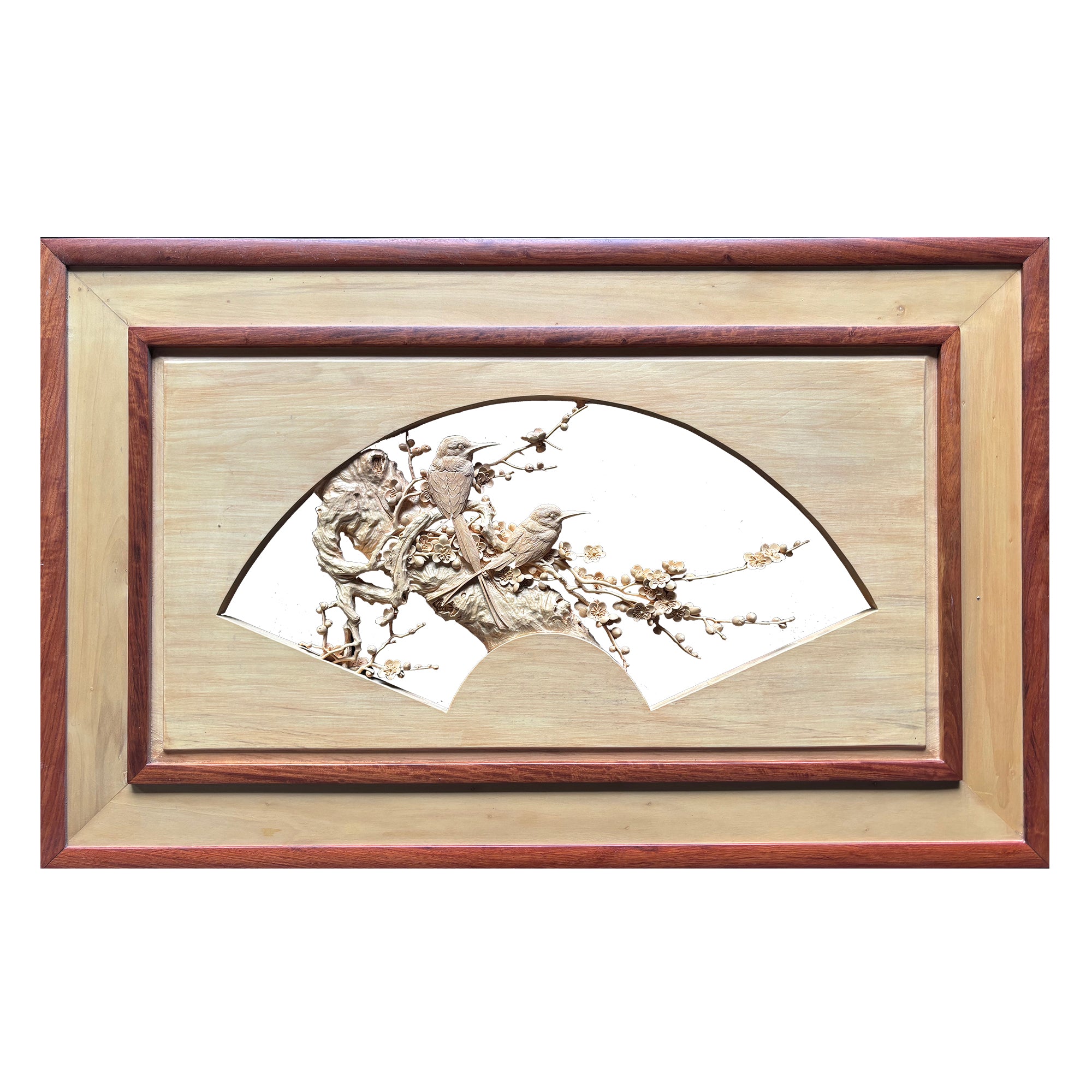 Two Hearts, One Horizon: Lovebirds Carved in Wood