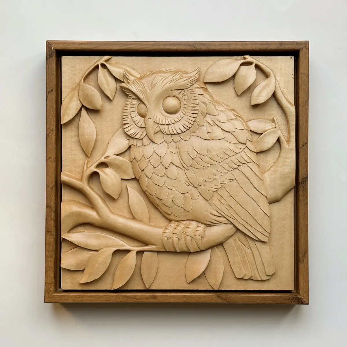 Hand-Carved Owl Art Panel