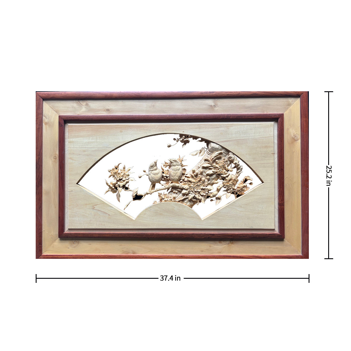 Hand-Carved Relief: Lovebirds Together