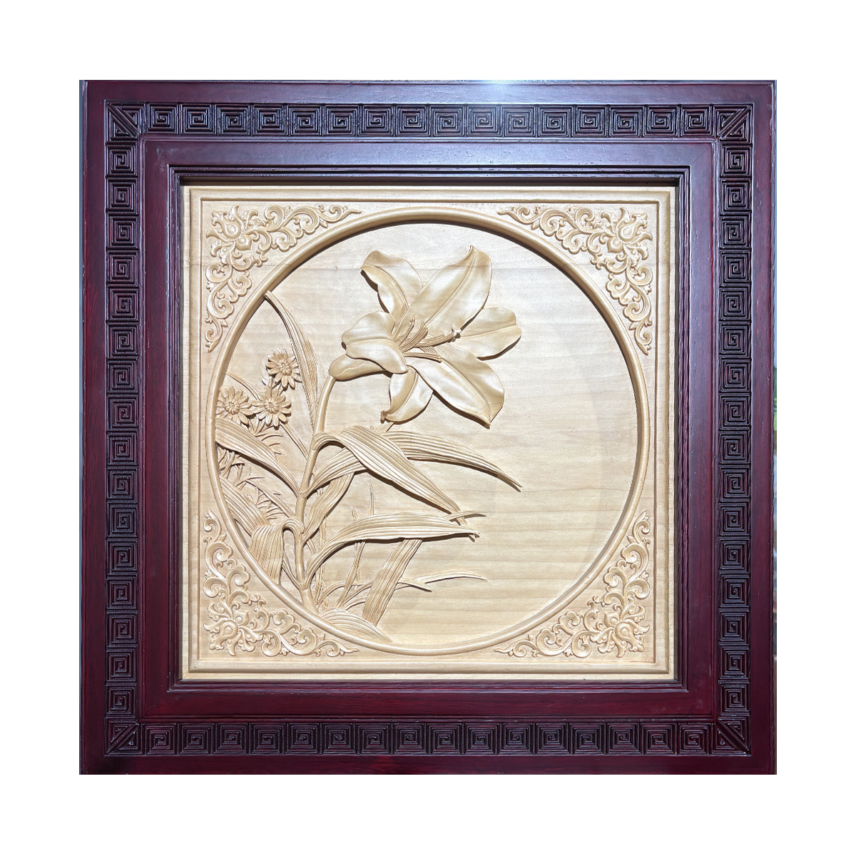Hand-Carved Wooden Lily Flower