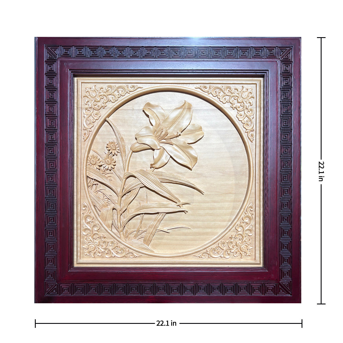Hand-Carved Wooden Lily Flower