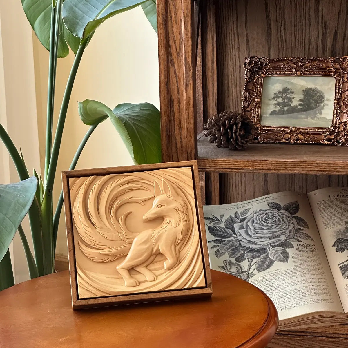 Hand-Carved Fox Art Panel