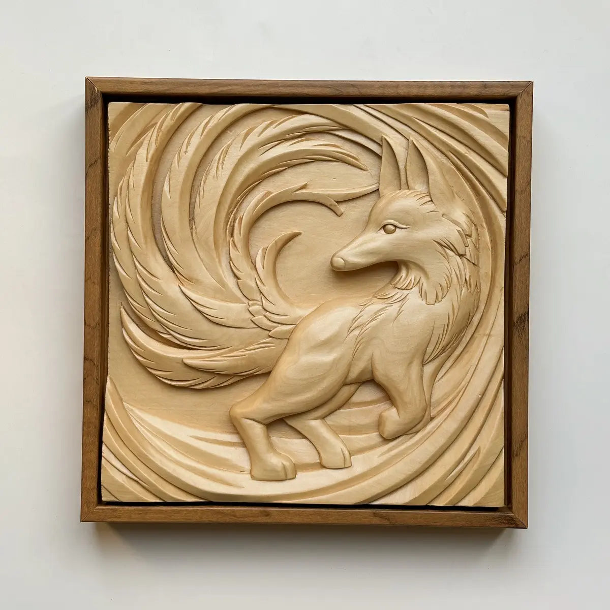 Hand-Carved Fox Art Panel