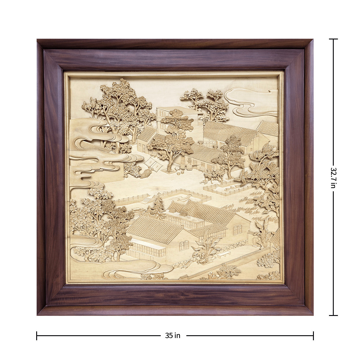 A Hand-Carved Artwork Depicting a Water Town in the Jiangnan Region of China