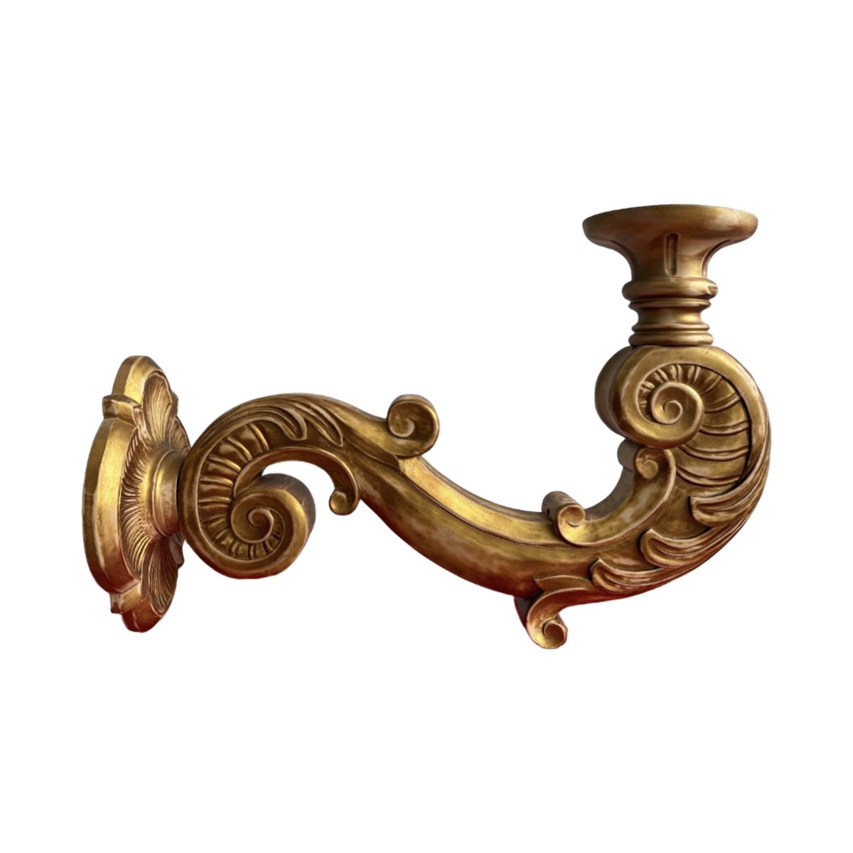 Hand-Carved Wooden Wall Sconce